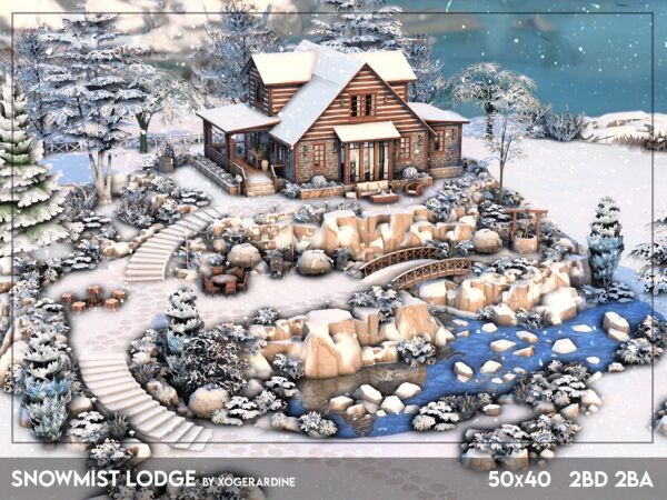 Snowmist Lodge – A Stunning No CC Home Sims 4 CC