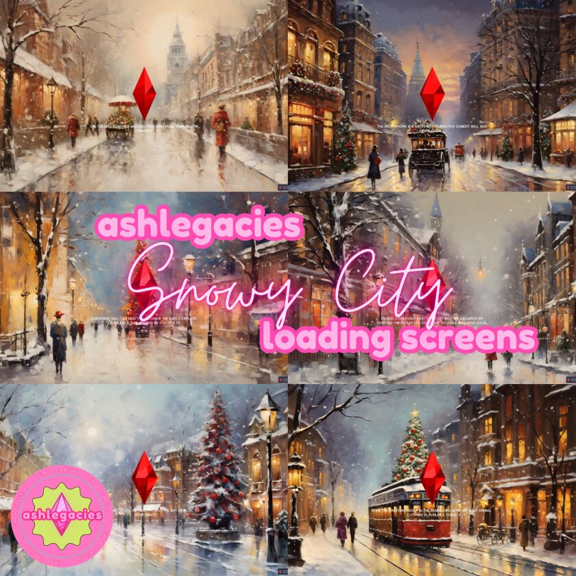 Snowy City Loading Screens Sims 4 CC