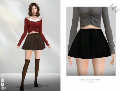 Stylish Solid Color Skirt for Sims Sims 4 CC