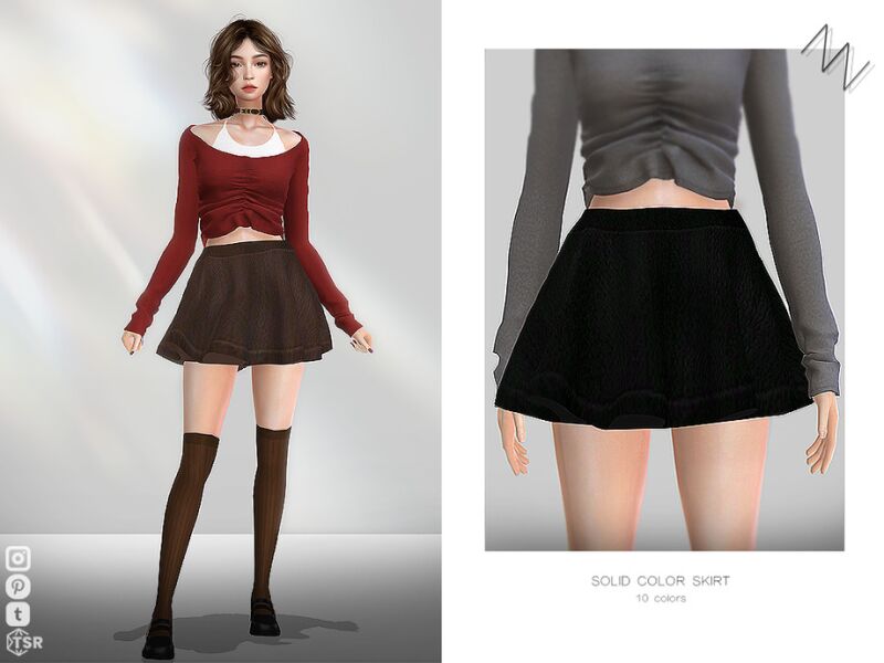 sims 4 cc solid color skirt by znsims 2