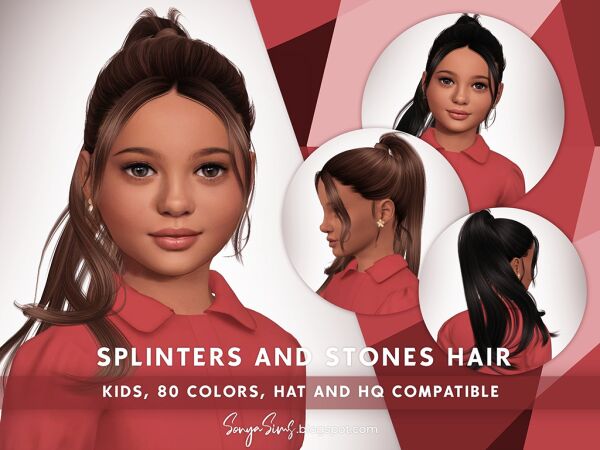 Splinters And Stones Hair for Kids Sims 4 CC