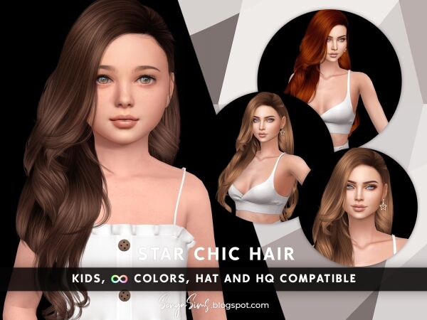 Star Chic Hair for Kids Sims 4 CC