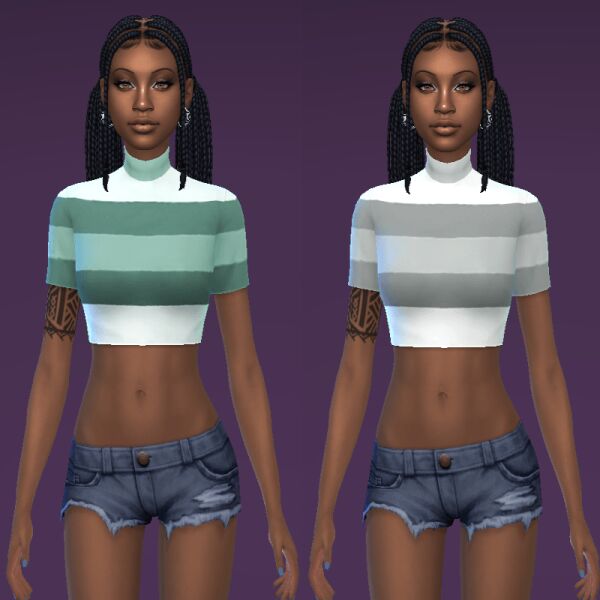 Stylish Stripe The Top Shirt for Sims Sims 4 CC