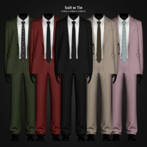 Stylish Men’s Suit with Tie by Gorilla Sims 4 CC