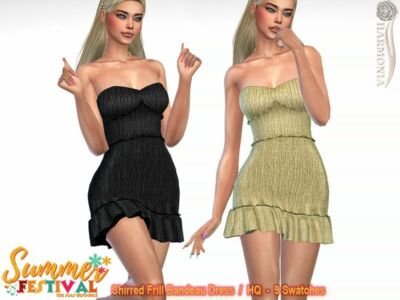 Summer Festival – Shirred Frill Bandeau Dress Sims 4 CC