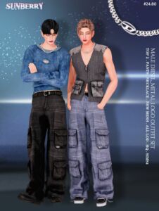 [Sunberry] #24.80 Male Diesel_Metal Logo Outfit Sims 4 CC