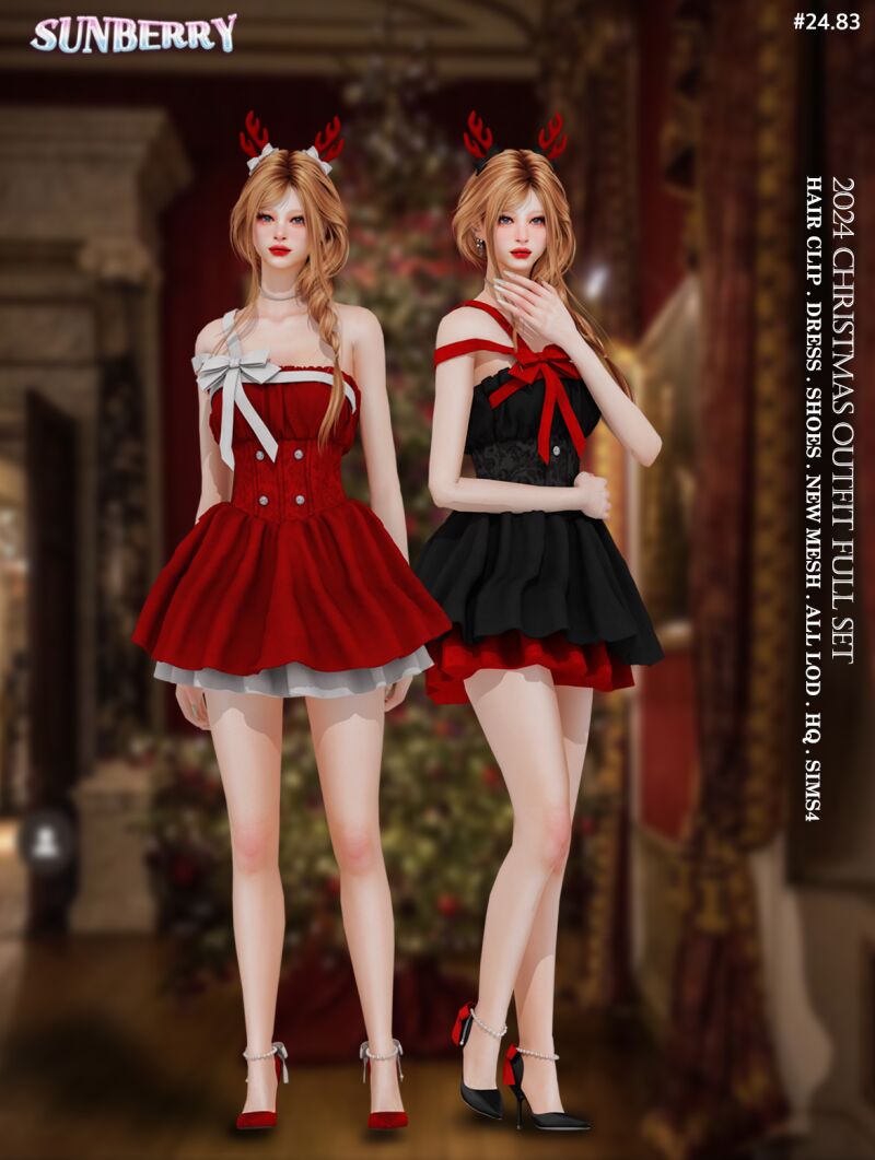 sims 4 cc sunberry 24 83 2024 christmas outfit full set 2