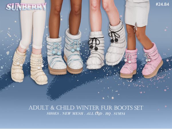 Stylish Winter Fur Boots for All Ages Sims 4 CC