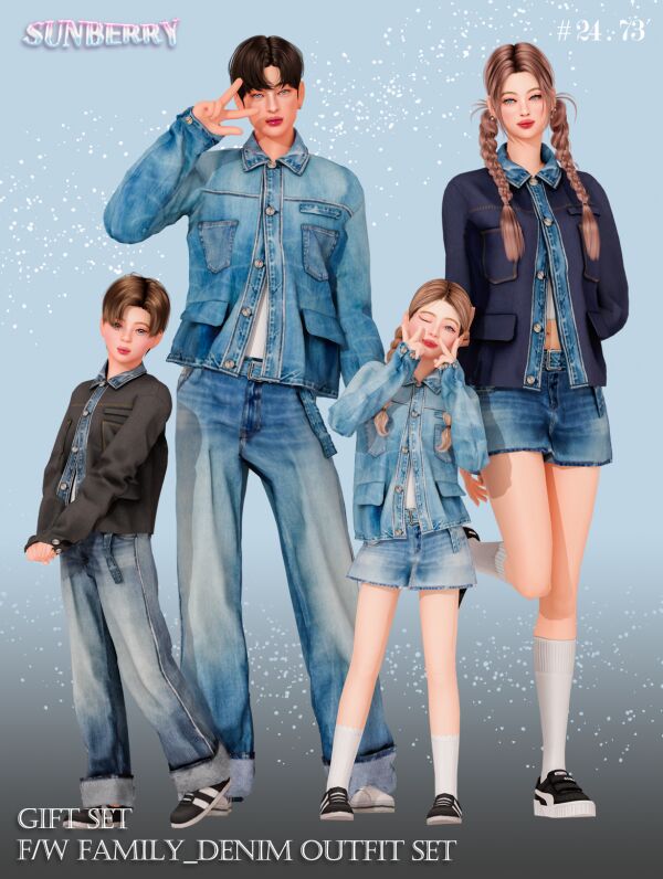 Sunberry Family Denim Gift Set Sims 4 CC