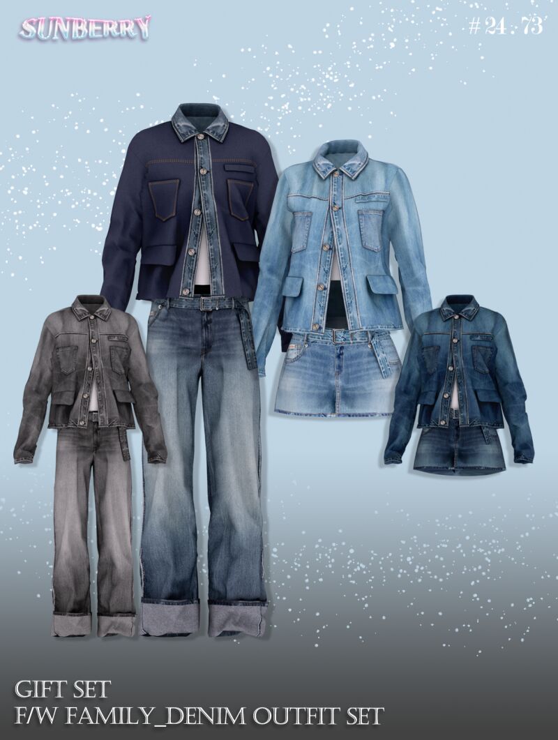 sims 4 cc sunberry gift set f w family denim outfit 2