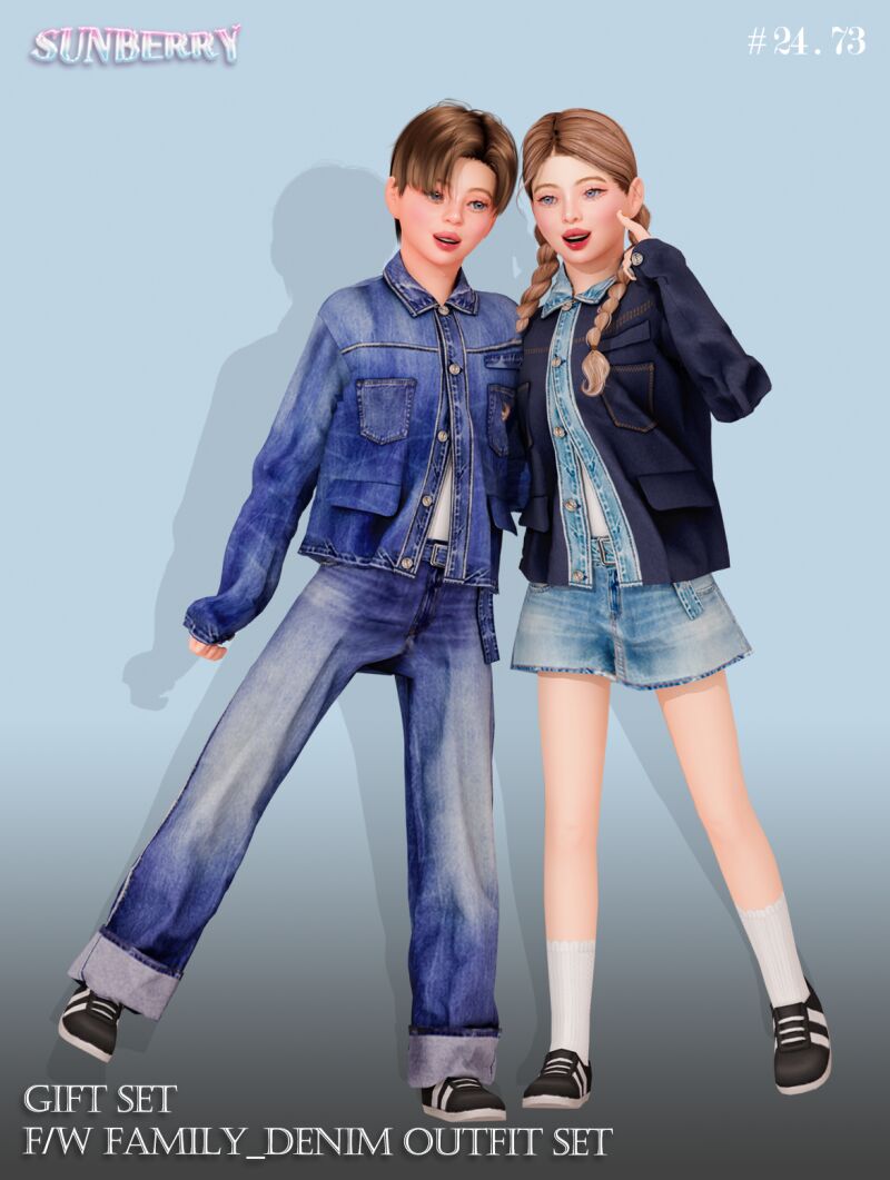 sims 4 cc sunberry gift set f w family denim outfit 4