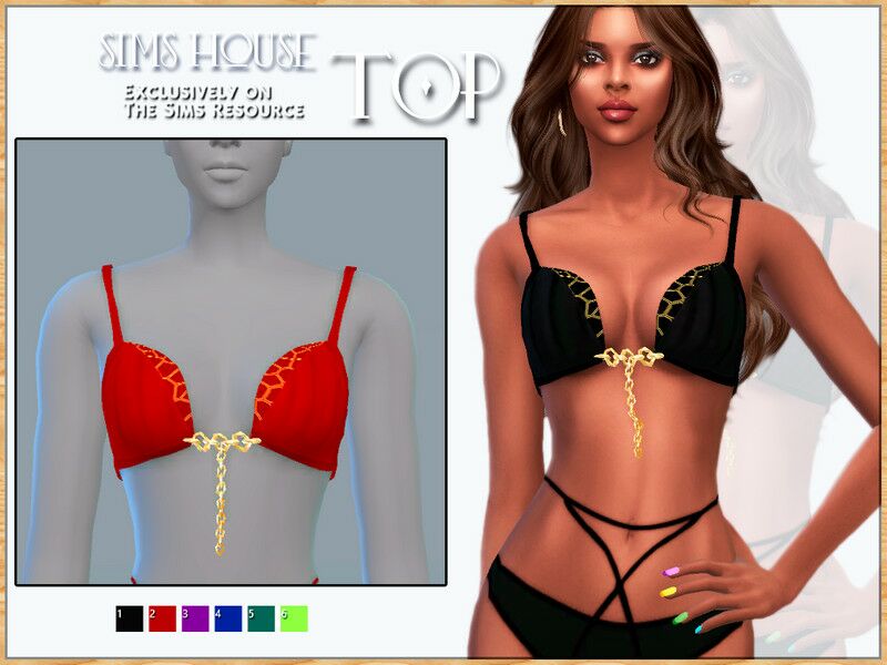 Stylish Chain Bikini Top for The Sims 4 Sims 4 CC