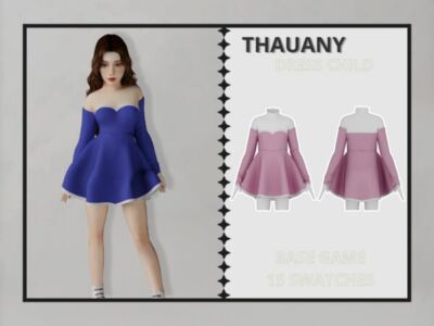 Thauany – Dress for Kids Sims 4 CC