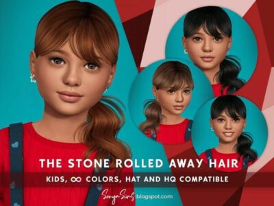 Adorable Wavy Ponytail Hair for Kids Sims 4 CC