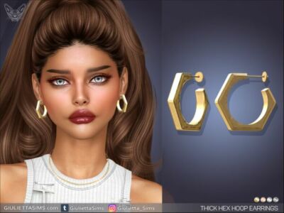 Thick HEX Hoop Earrings Sims 4 CC