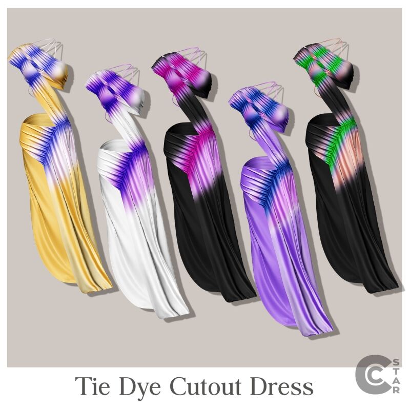 sims 4 cc tie dye cutout dress 2