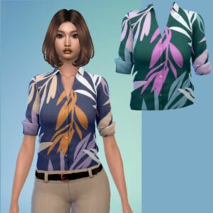 Tropical Leaf Blouse by Ecstatic_Payne79 Sims 4 CC