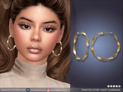 Stylish Twisted Strip Hoop Earrings Sims 4 CC