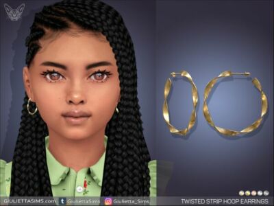 Twisted Strip Hoop Earrings For Kids Sims 4 CC