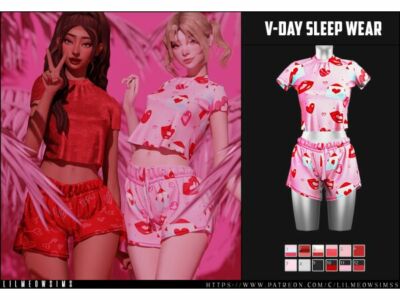 V-Day Sleep Wear By Lilmeowsimss Sims 4 CC