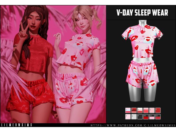 V-Day Sleep Wear By Lilmeowsimss Sims 4 CC