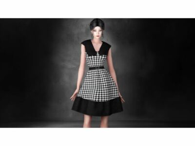 Valeriya – Retro Houndstooth Dress Sims 4 CC