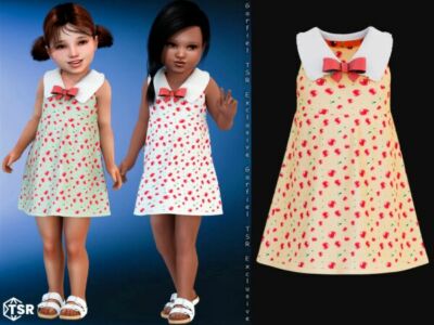 Veronika – Cherry-Patterned Dress With BOW Sims 4 CC