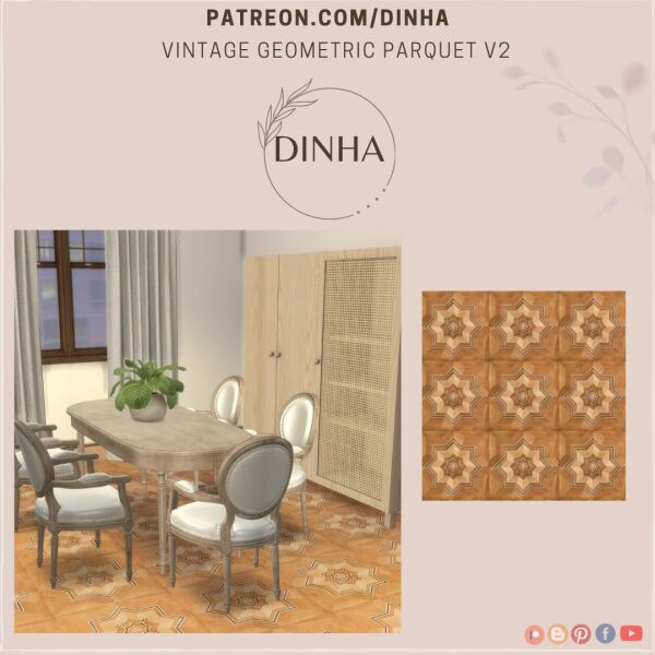 Vintage Geometric Parquet V2 Sims 4 CC