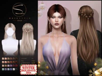 Weaving Long Hair 031024 By S-Club Sims 4 CC