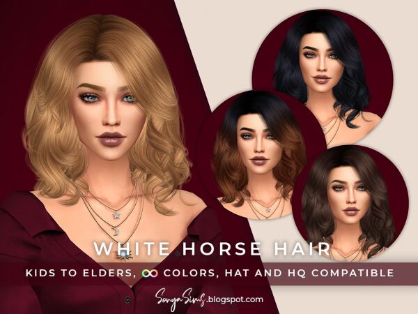 Stylish Long Bob: White Horse Hair Sims 4 CC