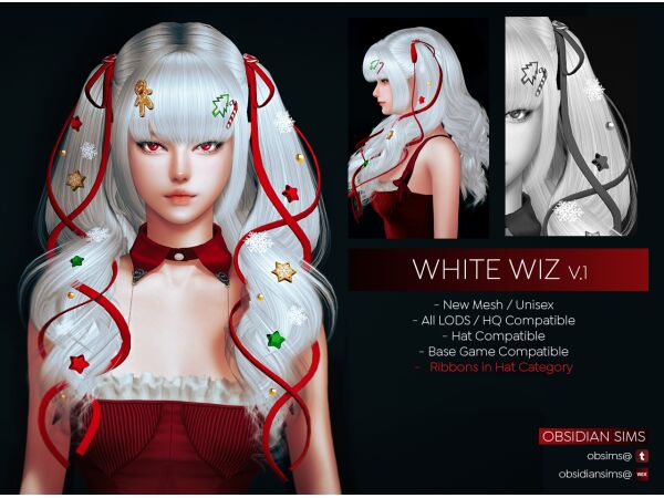 Stunning White WIZ Hairstyle for Celebrations Sims 4 CC