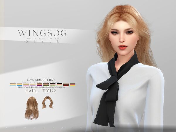 Wings-Tf0122-Long Straight Hair Sims 4 CC