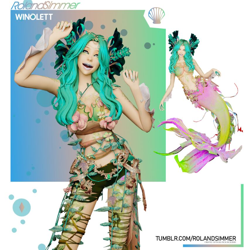 Winolett, The Vine Lake Mermaid SIM Sims 4 CC