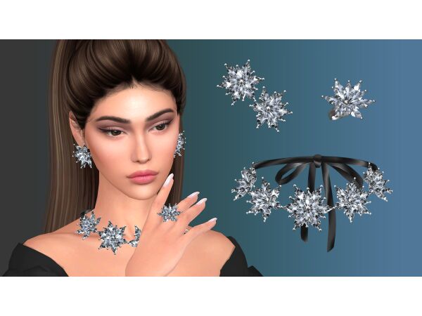 Winter Flower Jewelry Set by NataliS Sims 4 CC