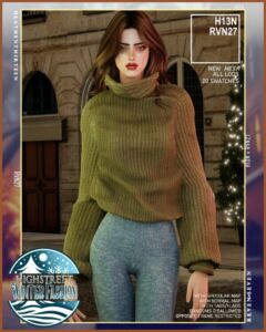 Stylish Women’s Cowl Neck Oversized Pullover Sims 4 CC