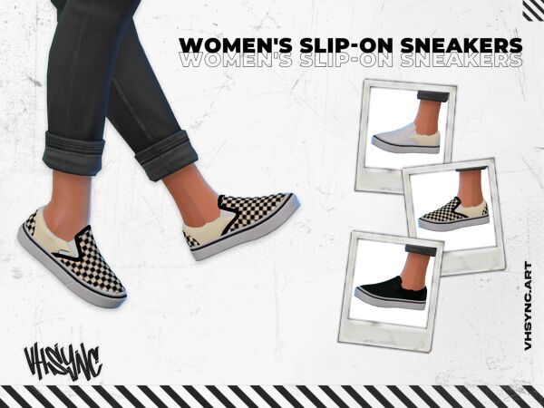 Stylish Women’s Slip-On Sneakers Sims 4 CC