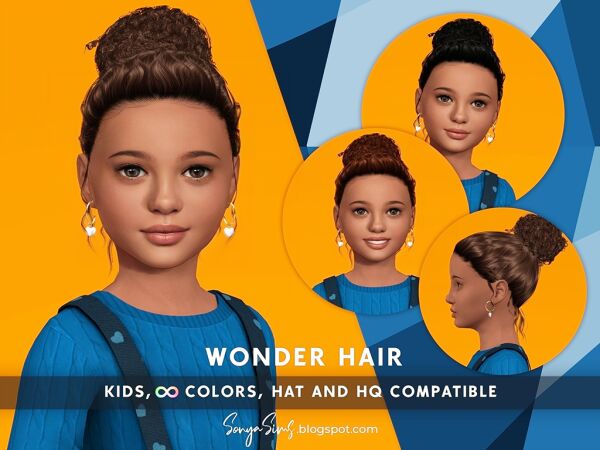 Wonder Hair Kids Sims 4 CC