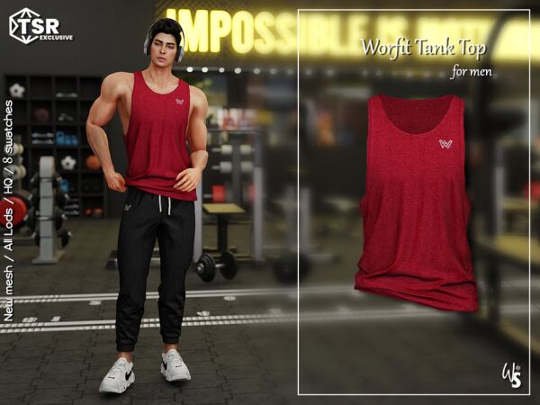 Worfit Tanktop for Men Sims 4 CC