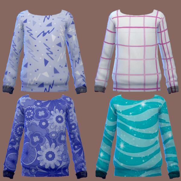 Trendy Y2K Sweatshirt for Kids Sims 4 CC