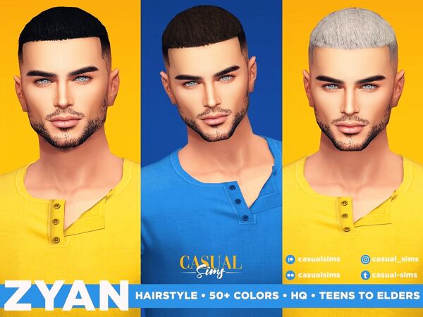 Stylish Zyan Hairstyle for Men Sims 4 CC