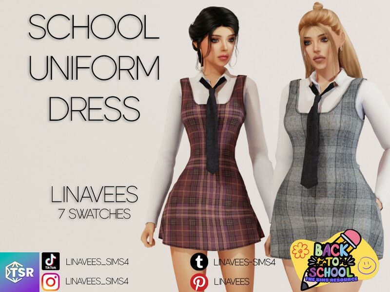 Back To School Dress With Shirt Sims 4 CC