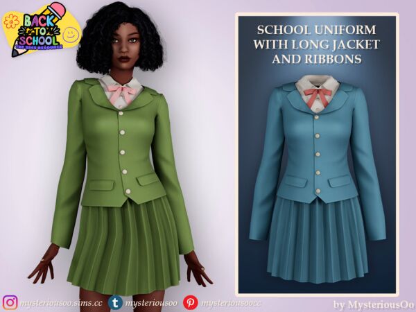 Stylish School Uniform with Long Jacket Sims 4 CC