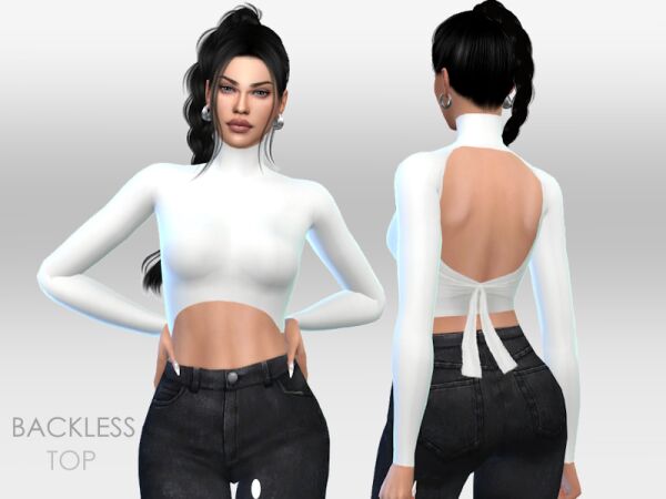 Stylish Backless Top by Puresim Sims 4 CC