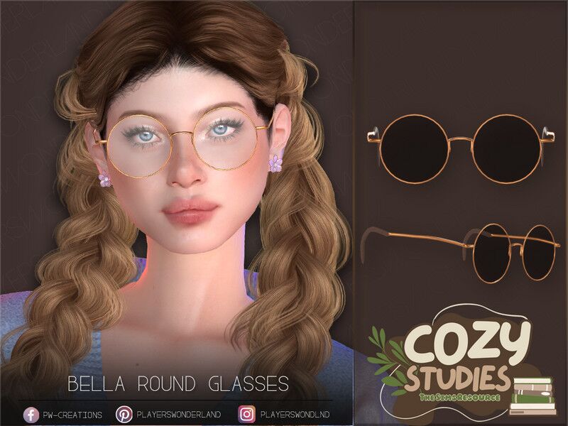 Stylish Bella Round Glasses Sims 4 CC