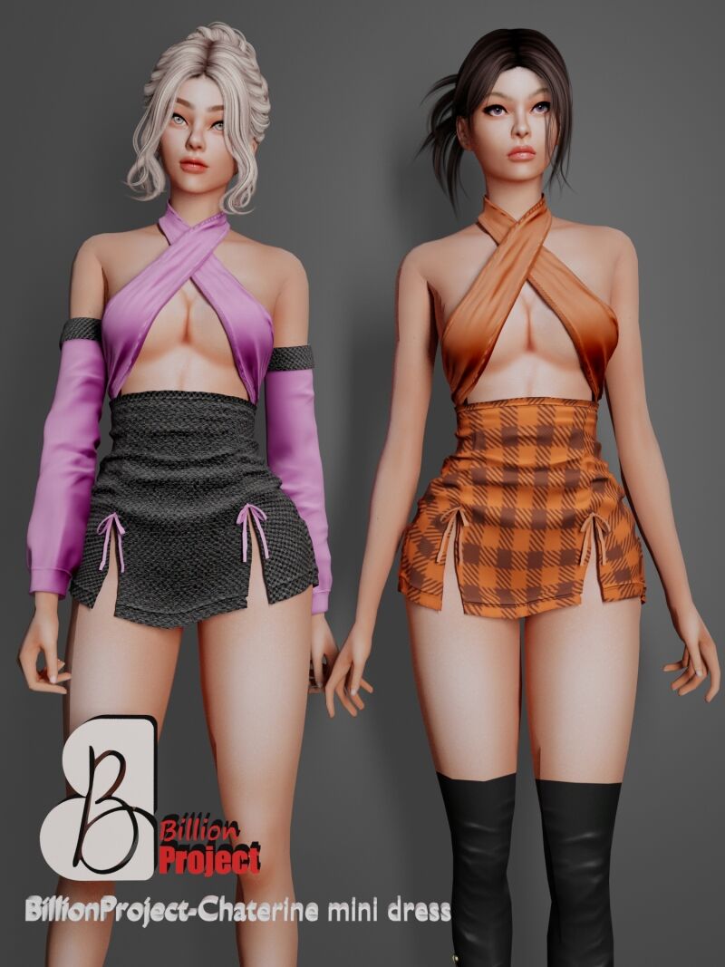 sims 4 cc billionproject chaterine mini dress 2