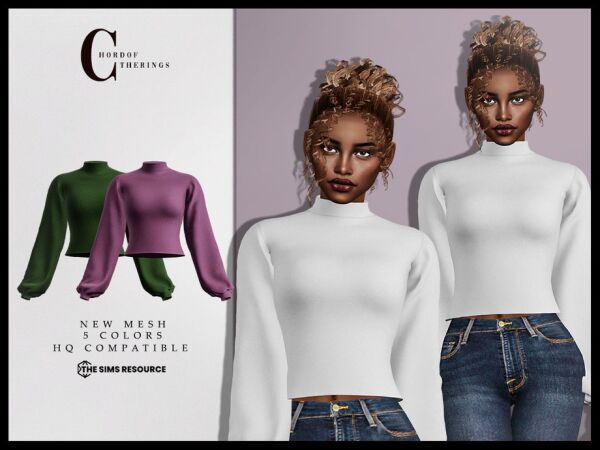 Stylish Blouse T-731 by Chordoftherings Sims 4 CC