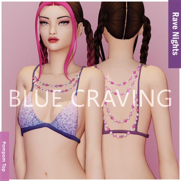 Blue Craving – Pompom Top Sims 4 CC