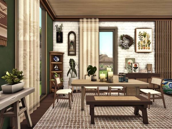 Bohemian Inspired Dining Room Sims 4 CC