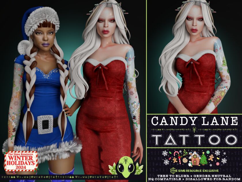 Exclusive Candy Lane Tattoo for All Ages Sims 4 CC