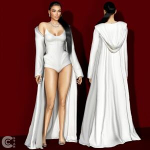 Stylish Corset with Floor-Length Robe Sims 4 CC